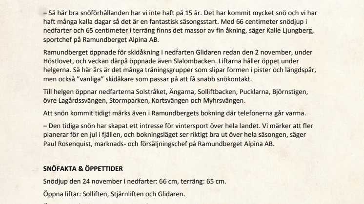 ​Rekordstart på vintern med 65 centimeter i terrängen
