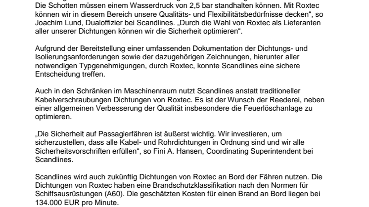 Scandlines styrker sikkerheden på færger med Roxtec-tætninger 