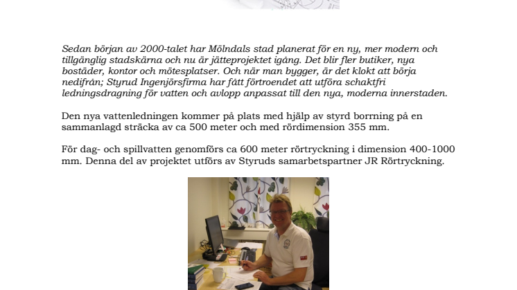 Schaktfritt ledningsbygge under Mölndals nya stadskärna 