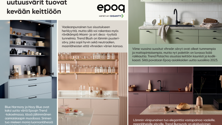 Epoq-keittiöt - väri-inspiraatiot 2023
