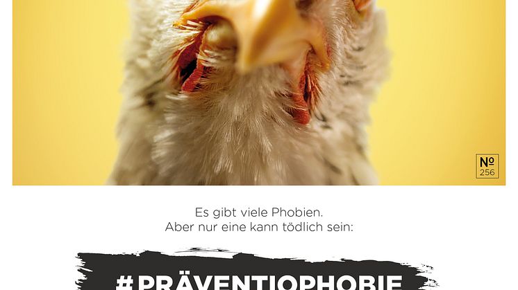 Anzeigenmotiv Huhn der Kampagne Präventiophobie