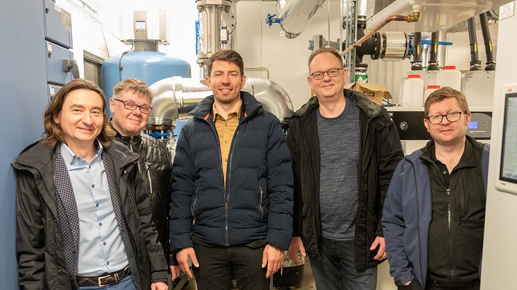 Fr. v.: Dariusz Wellenger, vd Gebwell Polen, Mariusz Wozniarski, Technical Investment Manager OPEC, Marek Dawidowski, Director of New Technologies OPEC, Marcin Drewa, Heat Pumps Dep. Manager Gebwell, Jon Svärd, Kraftringen.