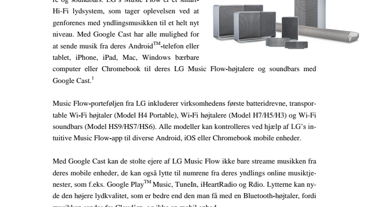 LG MUSIC FLOW GIVER ENDNU FLERE LYTTEMULIGHEDER MED GOOGLE CAST 