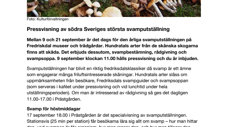 Pressvisning av södra Sveriges största svamputställning
