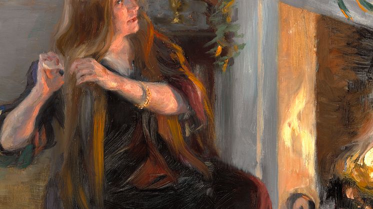 ”Ved kaminilden” fra 1906 af P.S. Krøyer
