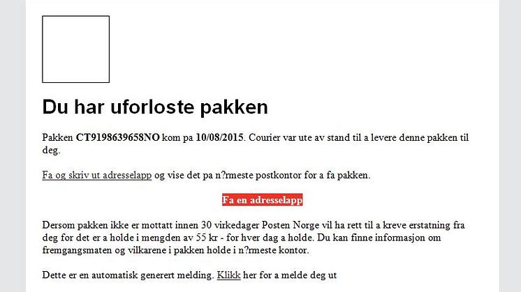 Epost med skadelige lenker