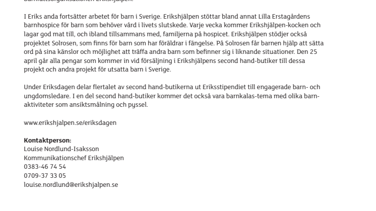 Sveriges barn uppmärksammas på Eriksdagen