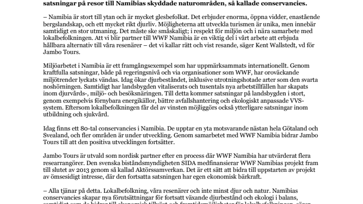 WWF Namibia och Jambo Tours samverkar för rätt och vist resande