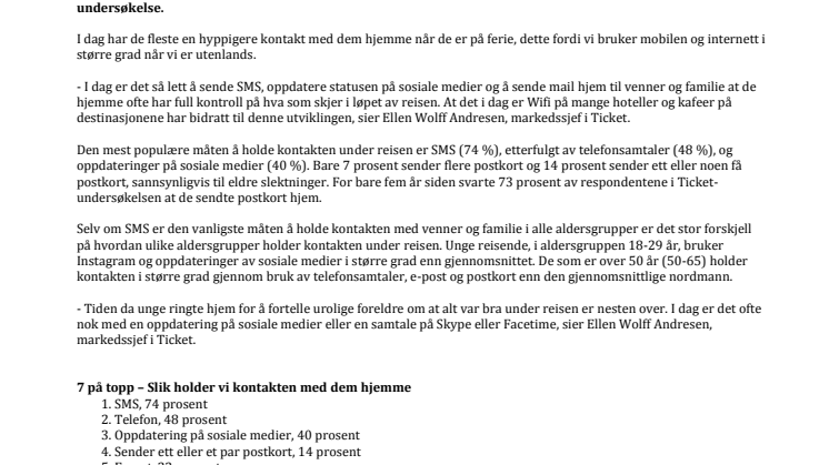 7 på topp- Slik holder vi kontakten med  nære og kjære i ferien