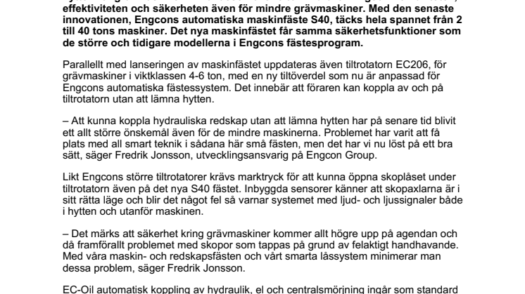 210616_Press_Säkert och automatiskt maskinfäste för mindre grävmaskiner