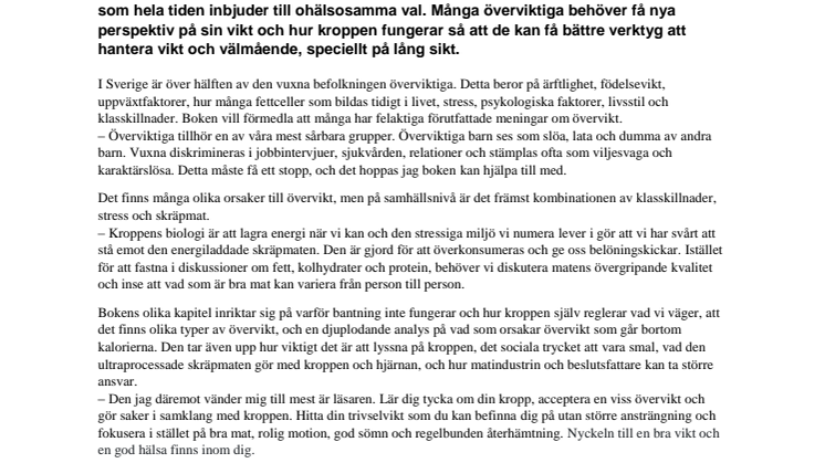 Boken ”Slutbantat” vänder sig till överviktiga och de med fördomar