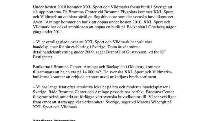 Norska sport- och vildmarkskedjan XXL väljer KF Fastigheter för etableringen i Sverige