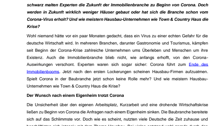 Aufatmen nach Corona – Ist die Krise beim Hausbau schon vorüber?