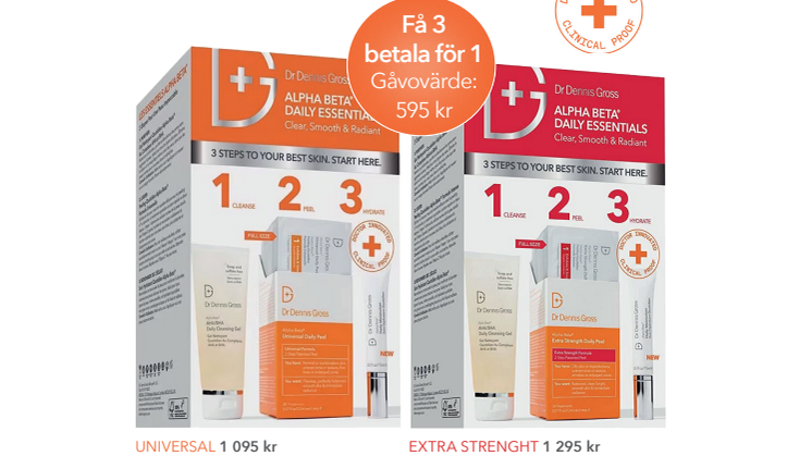 1-2-3-STEP SKINCARE KIT Dr Gross unika rutin i 3 steg – du betala bara för peelen!
