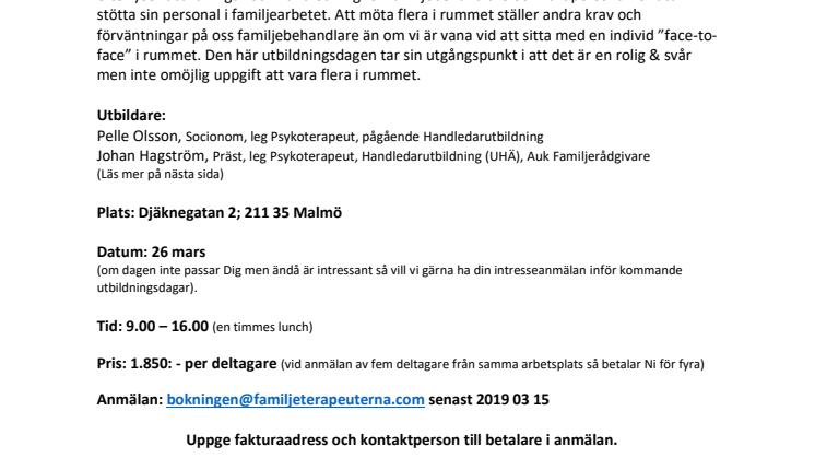 Utbildningsdag i Anknytnings- och relationsarbete med familjer