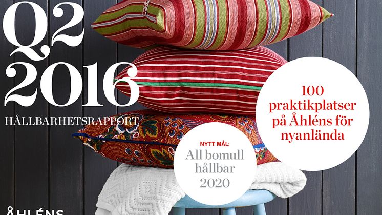 Fokus på hållbar bomull i Åhléns  hållbarhetsarbete Q2 2016