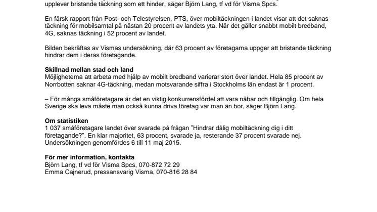 Dålig mobiltäckning hinder för sex av tio småföretagare
