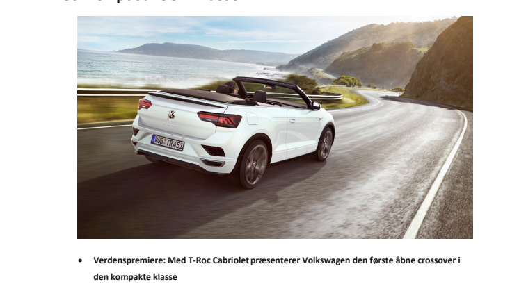 Verdenspremiere: Den nye T-Roc Cabriolet – et frisk pust i SUV-klassen