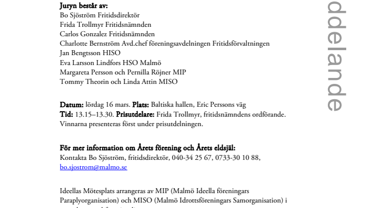 Prisutdelning: Årets förening och Årets eldsjäl 2012