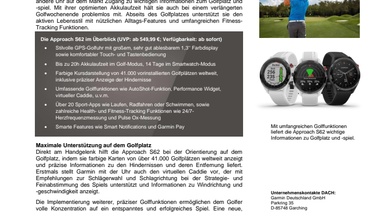 Perfekter Abschlag mit der Approach S62