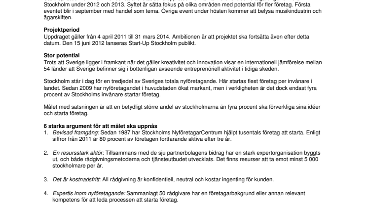 Bakgrundsfakta Start-Up Stockholm