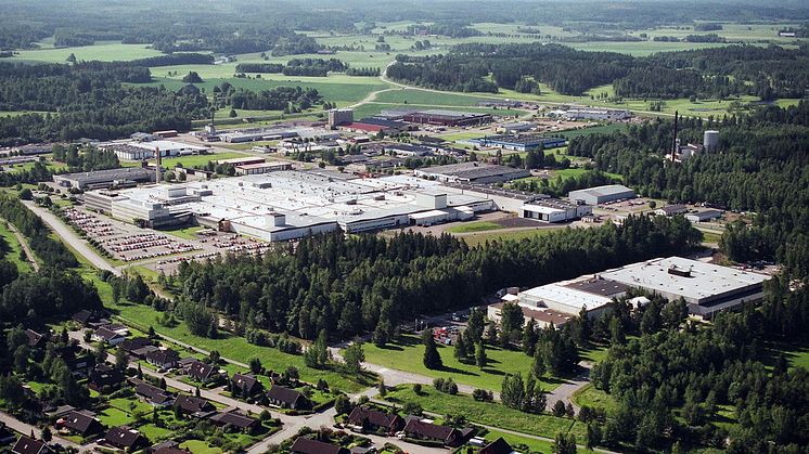 Toyotas truckfabrik i Mjölby - flygfoto