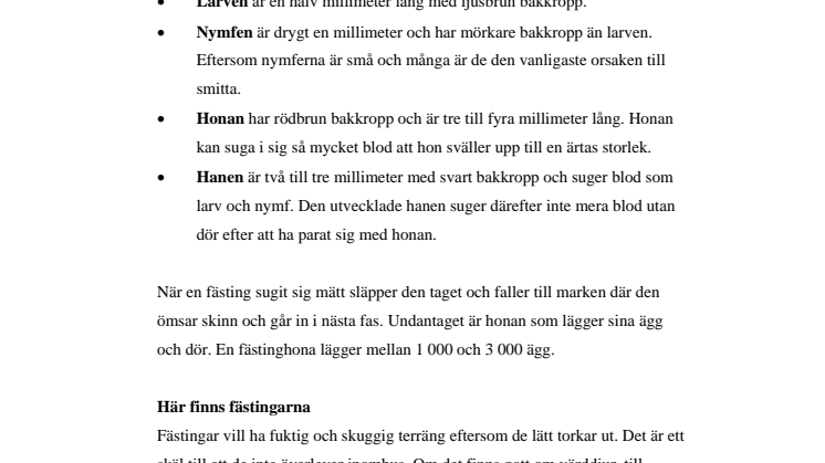 Fakta om fästingar