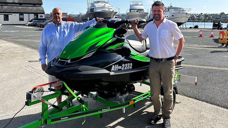 From left: Alan Johnson, Managing Director of Aquamare Marine, and Tom Pringle, Sales Manager for Kawasaki Watercraft UK, at Aquamare in Plymouth