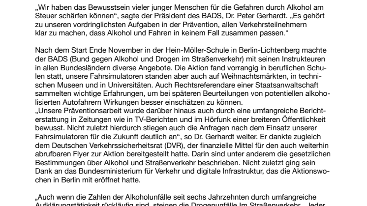 “Alkohol-Interlock-Programm als Modellversuch ein richtiger Weg”