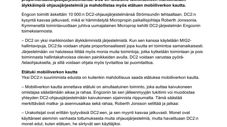 Engconin DC2-ohjausjärjestelmällä jo yli 10 000 käyttäjää
