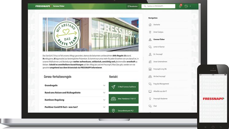 Ansicht der nun mit dem BoB-Award in Silber prämierten Mitarbeiter-App FRESSNAPP