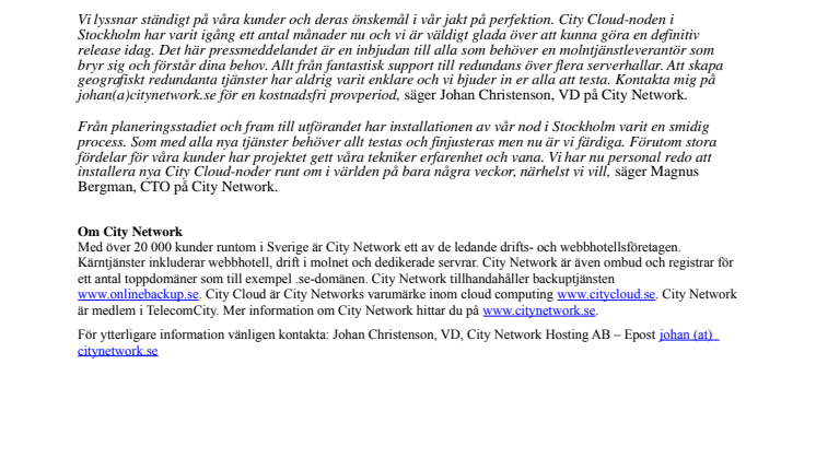 Stora prissänkningar i Sveriges största molntjänst City Cloud