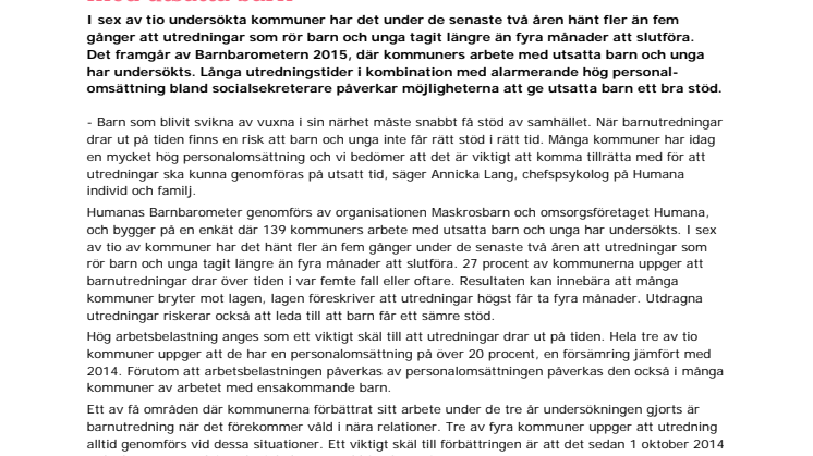 Hög personalomsättning präglar kommuners arbete med utsatta barn