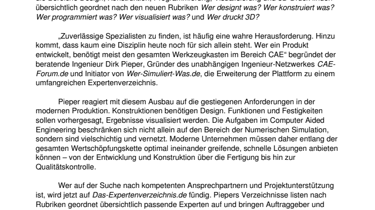 Erweitertes Expertenverzeichnis liefert geballte CAE-Kompetenz