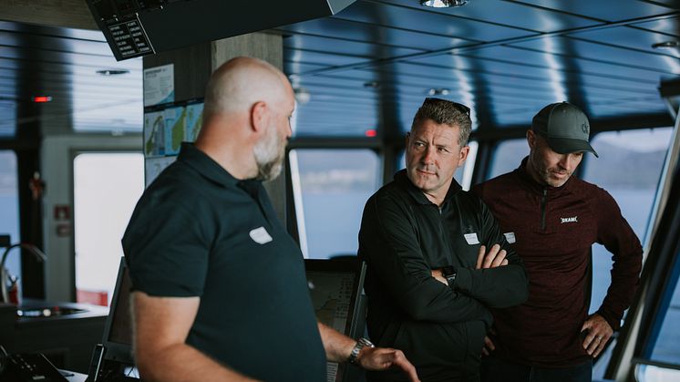 Geoff Whitehead enagaging with Atlantics Captain Jan-Ove Langeland