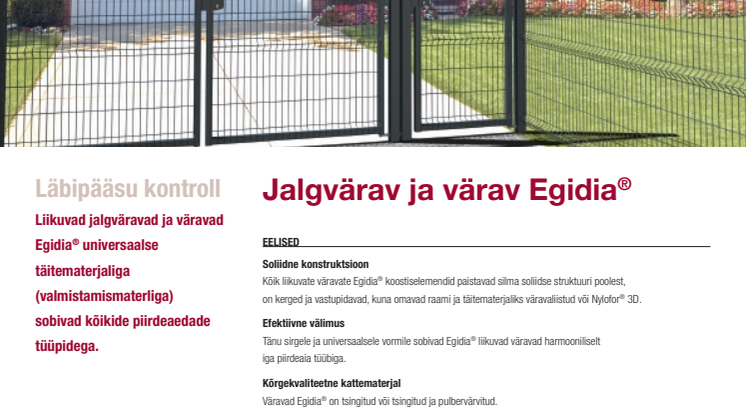 Betafence'i liikuva jalgvärava Egidia brožüür