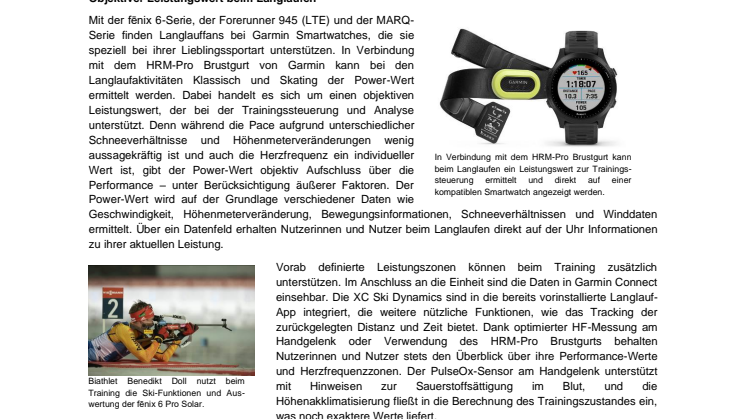 Garmin PM XC Ski Dynamics