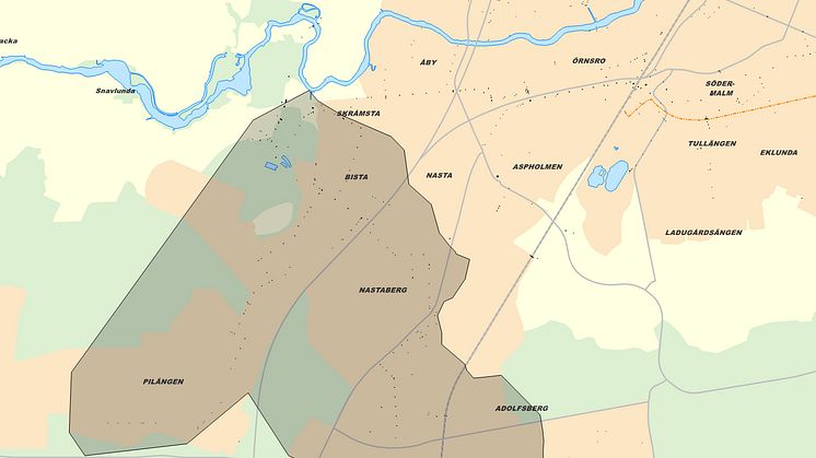 Karta över avrinningsområde till Stömsborgs dagvattendamm
