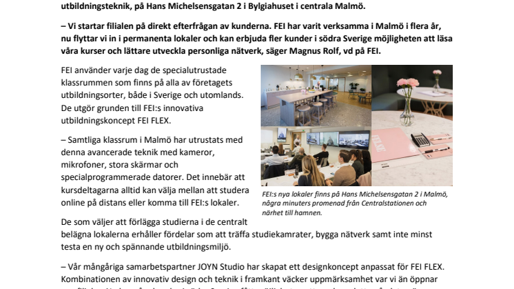 ”Välkommen till FEI i Malmö och utbildning på ett helt nytt sätt”