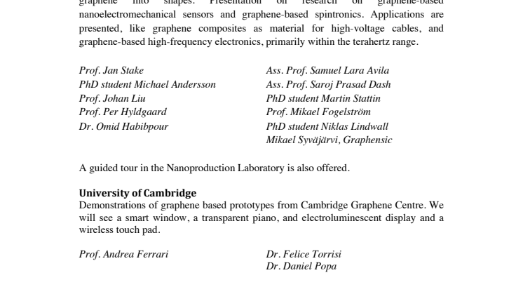 Press demonstrations 10 October, graphene research