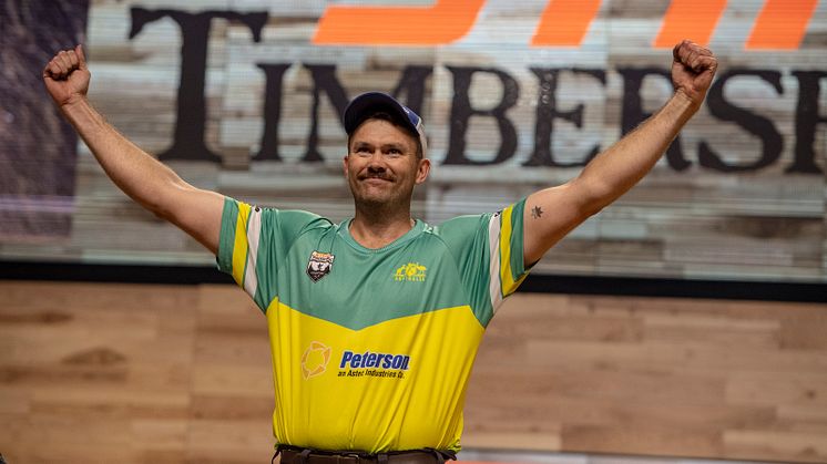 Laurence O’Toole er STIHL TIMBERSPORTS® individuelle verdensmester for første gang i sin karriere.