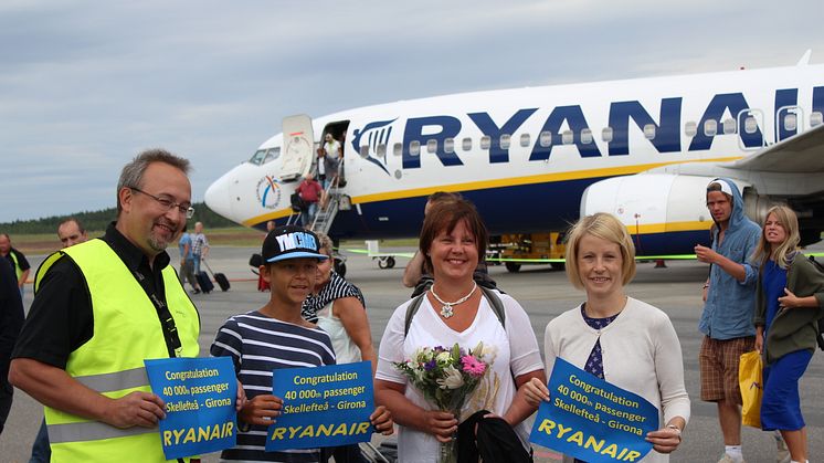 40 000 resenärer med Ryanair från Skellefteå Airport