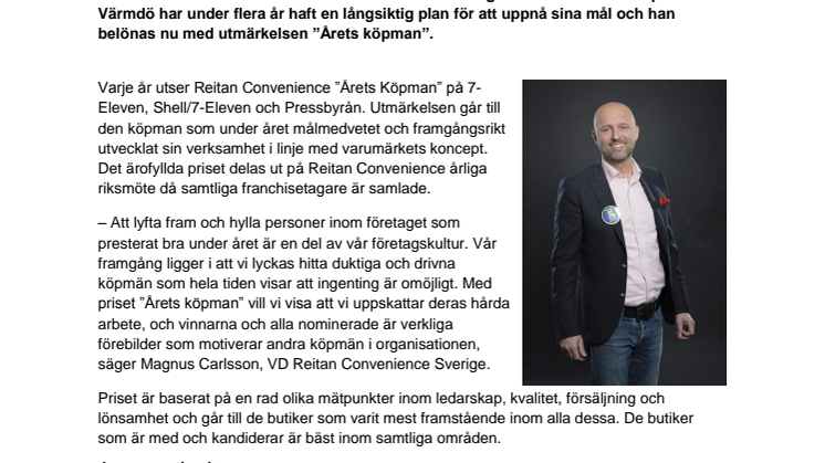 Patrick Slaatten på Värmdö utsedd till Shell/7-Elevens bästa köpman