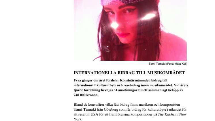 Internationella bidrag till musikområdet