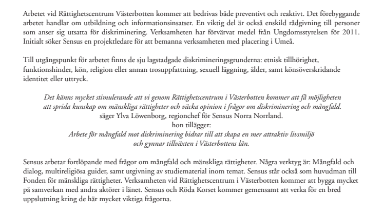 Sensus och Röda Korset startar Rättighetscentrum i Västerbotten 