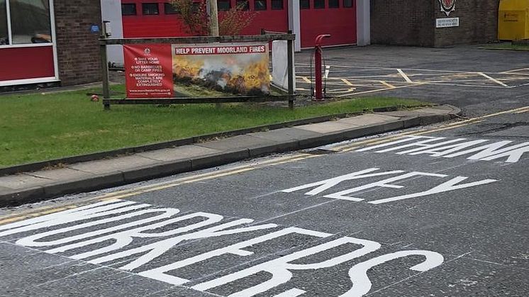 Than you - message outside Ramsbottom Fire Station