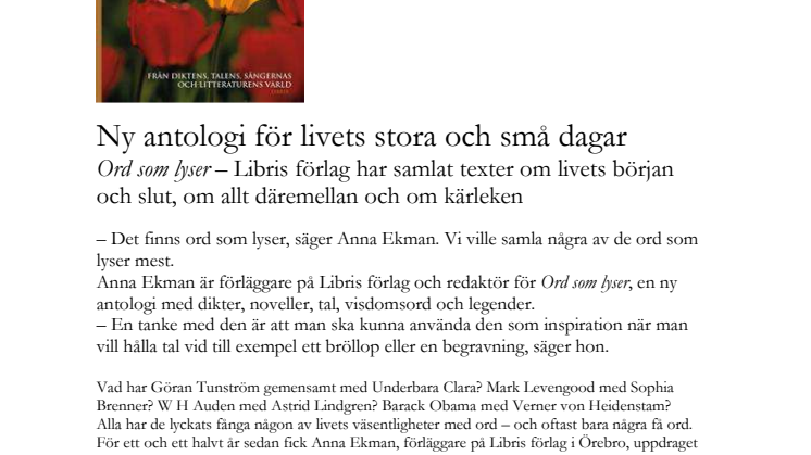 Ny antologi för livets stora och små dagar