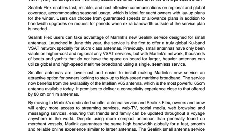 Marlink: New technology and flexible plans enable more yacht owners to enjoy true maritime broadband