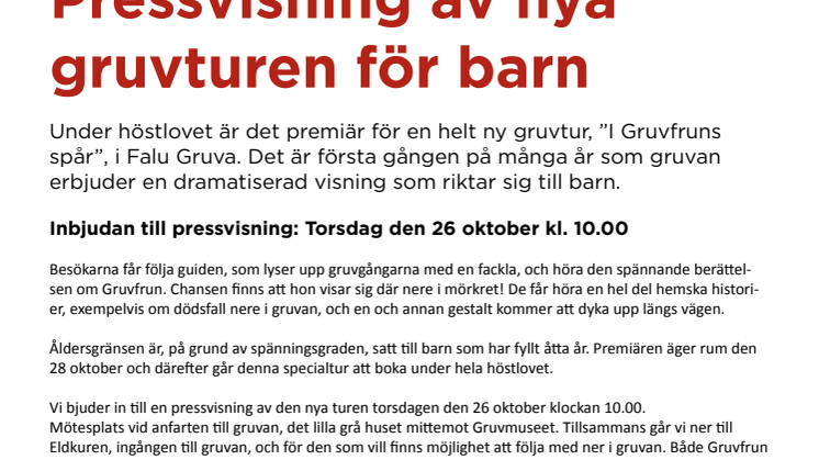 Pressvisning av nya gruvturen för barn