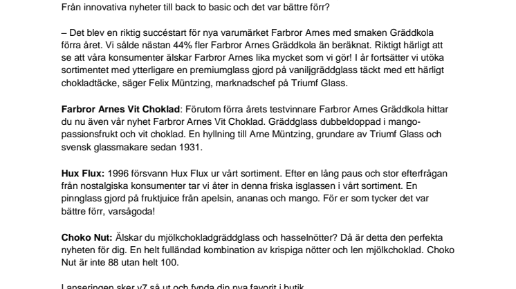 Nya glassfavoriter till årets glasskarta